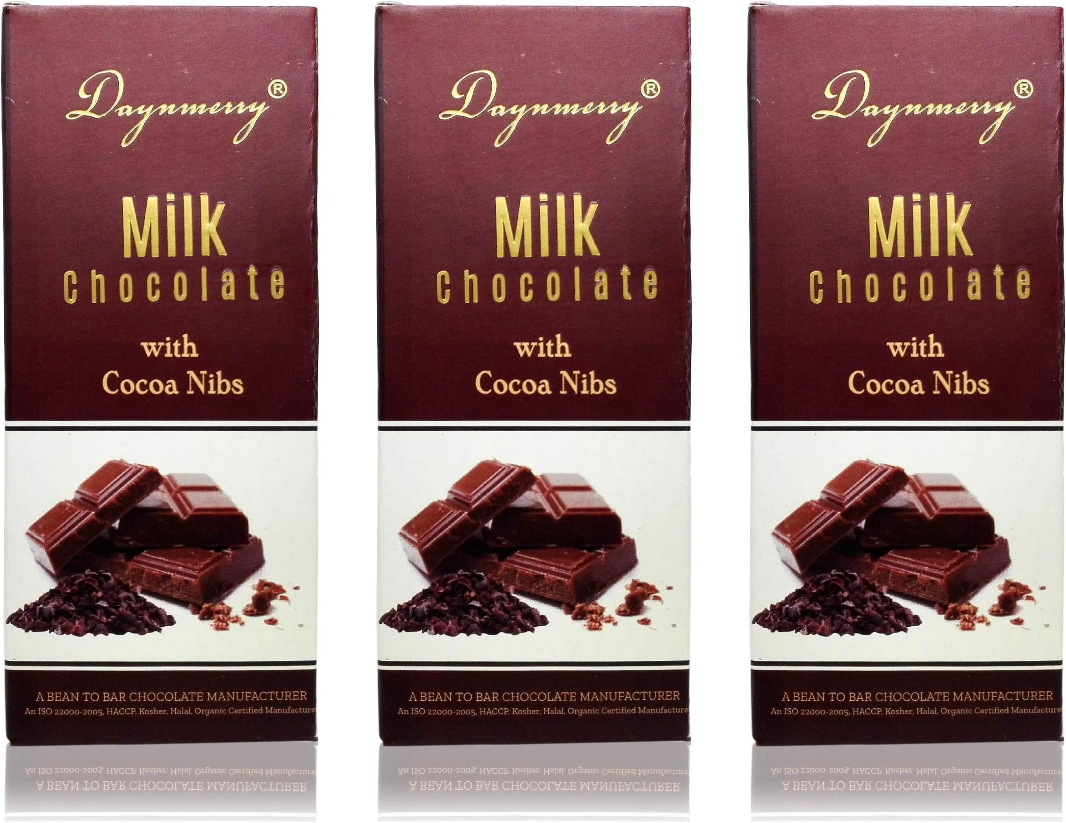Daynmerry Milk Chocolate with Cocoa Nibs, 55 gm (Pack of 3)