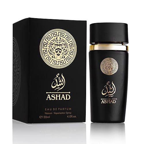 SAADAH Ashad Eau De Parfum para hombres 4.0 onzas líquidas, fragancia picante ámbar oriental, piña de tabaco de pimienta negra intensa, café