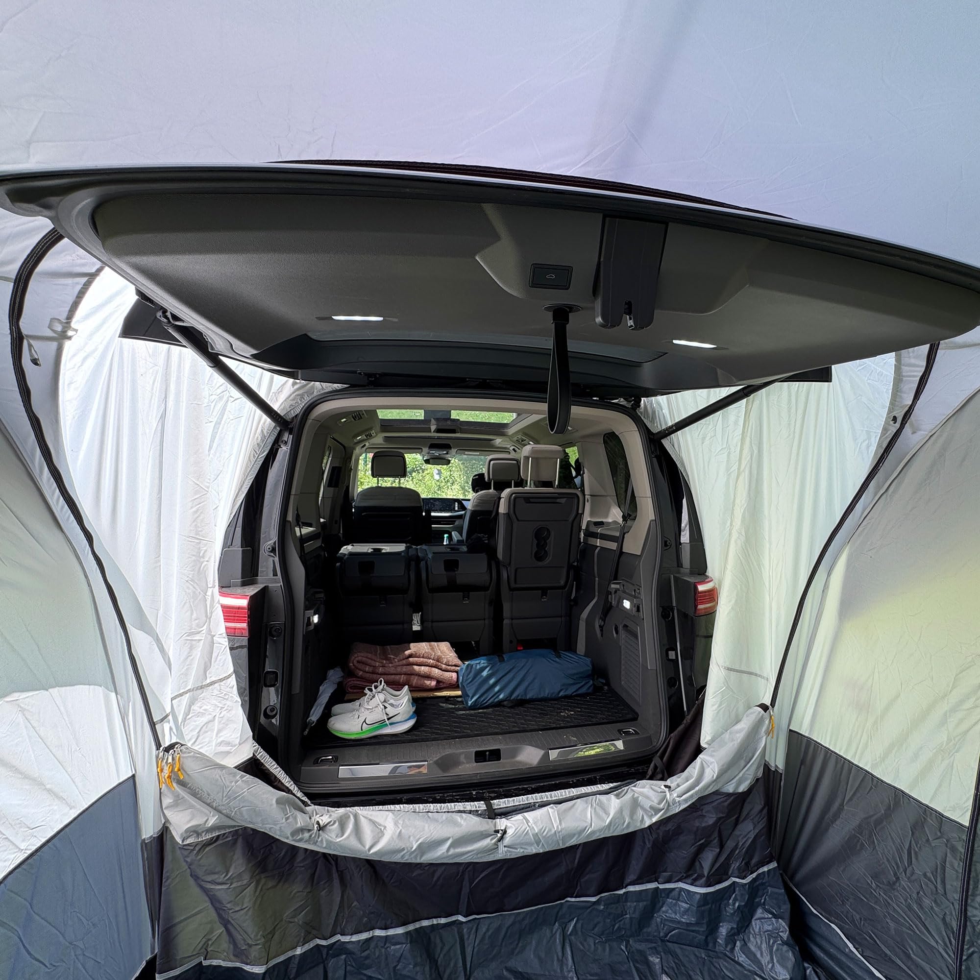 Heckzelt Auto 240 x 240 x 205 cm, Heckzelt SUV, Autozelt und Auto Heck Vorzelt für Van, Bus, PKW und Camping, freistehend, mit Moskitonetz, Anthrazit Grau
