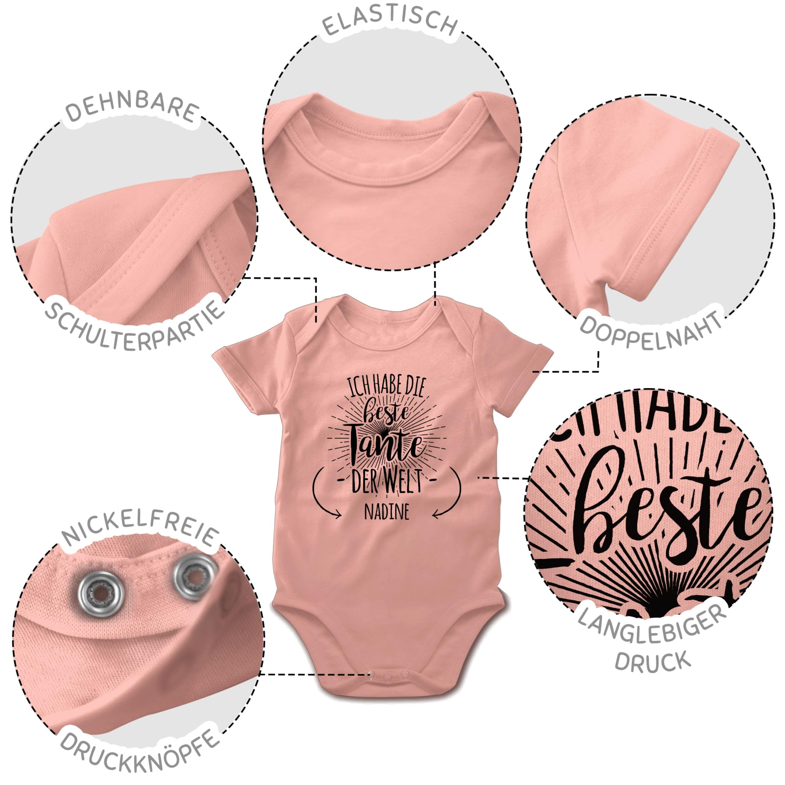 Geschenk mit Namen personalisiert by Shirtracer - Baby Body Junge Mädchen - Ich habe die beste Tante der Welt Geschenk Tanten Geschenke Auntie I Tantengeschenk