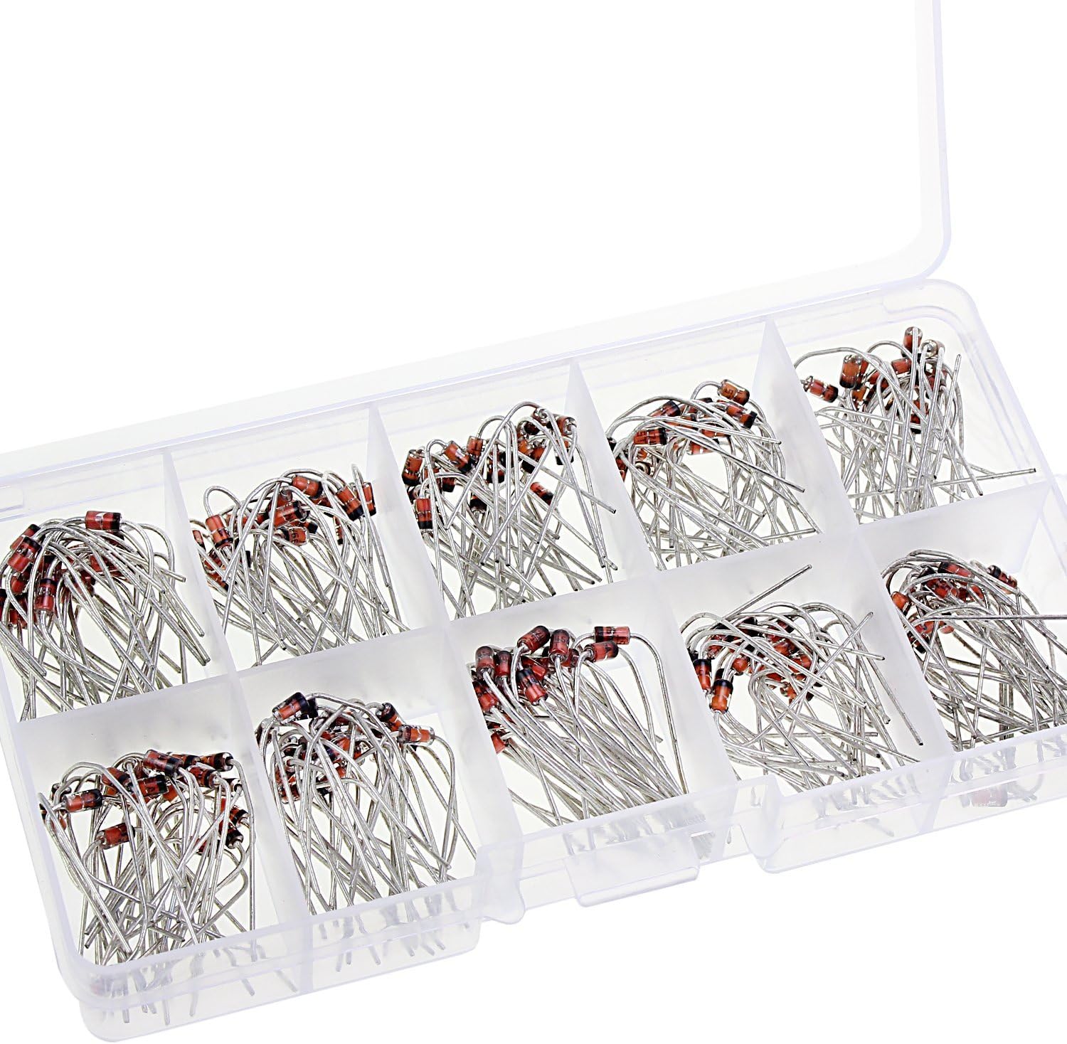 Weekly Top Sale Wimas 10Value 200PCS Zener Diodes 1W Axial Leads Through Hole Power Diode Assortment Box Kit (10Value 200PCS) Limited Stock Wimas 10Value 200PCS Zener Diodes 1W Axial Leads Through Hole Power Diode Assortment Box Kit (10Value 200PCS)