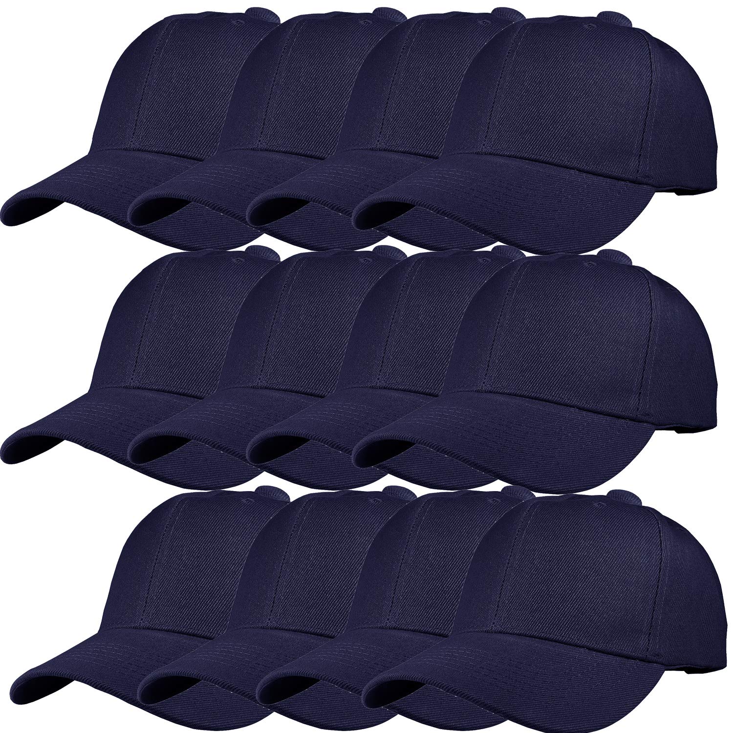 TZ Promise 12 Pack Wholesale Unisex Plain Solid Color Adjustable Baseball Caps Hats