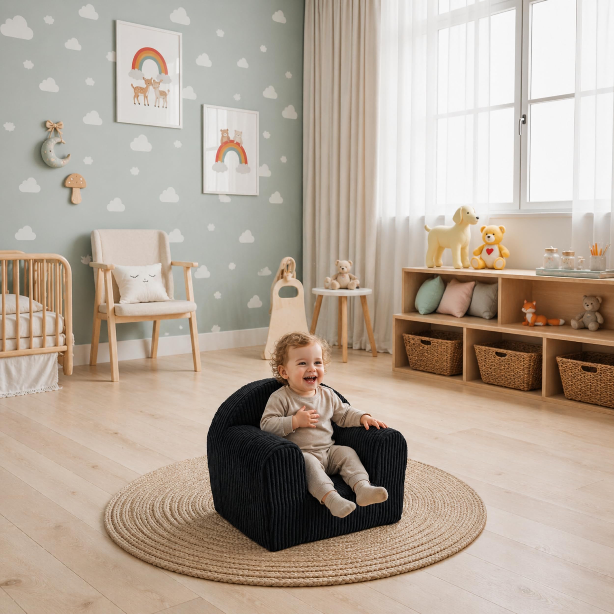 FORTISLINE Kindersessel Mini aus Cord 40x33x39 cm - Kinderzimmer Sessel mit abnehmbarem Bezug, waschbar, Oeko-TEX Standard 100, handgefertigt in der EU