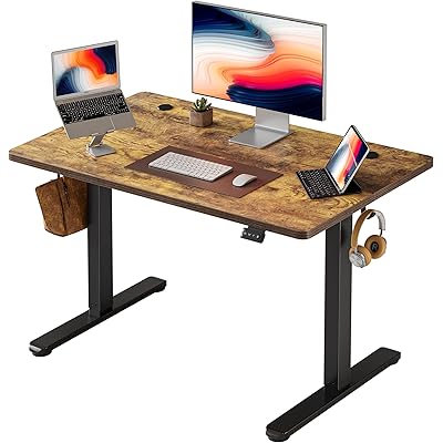 FEZIBO 電動 昇降デスク スタンディングデスク 幅100cm 奥行60cm 高さ72-118cm 上下昇降デスク 自動昇降式デスク 高さメモリー機能 静音 …