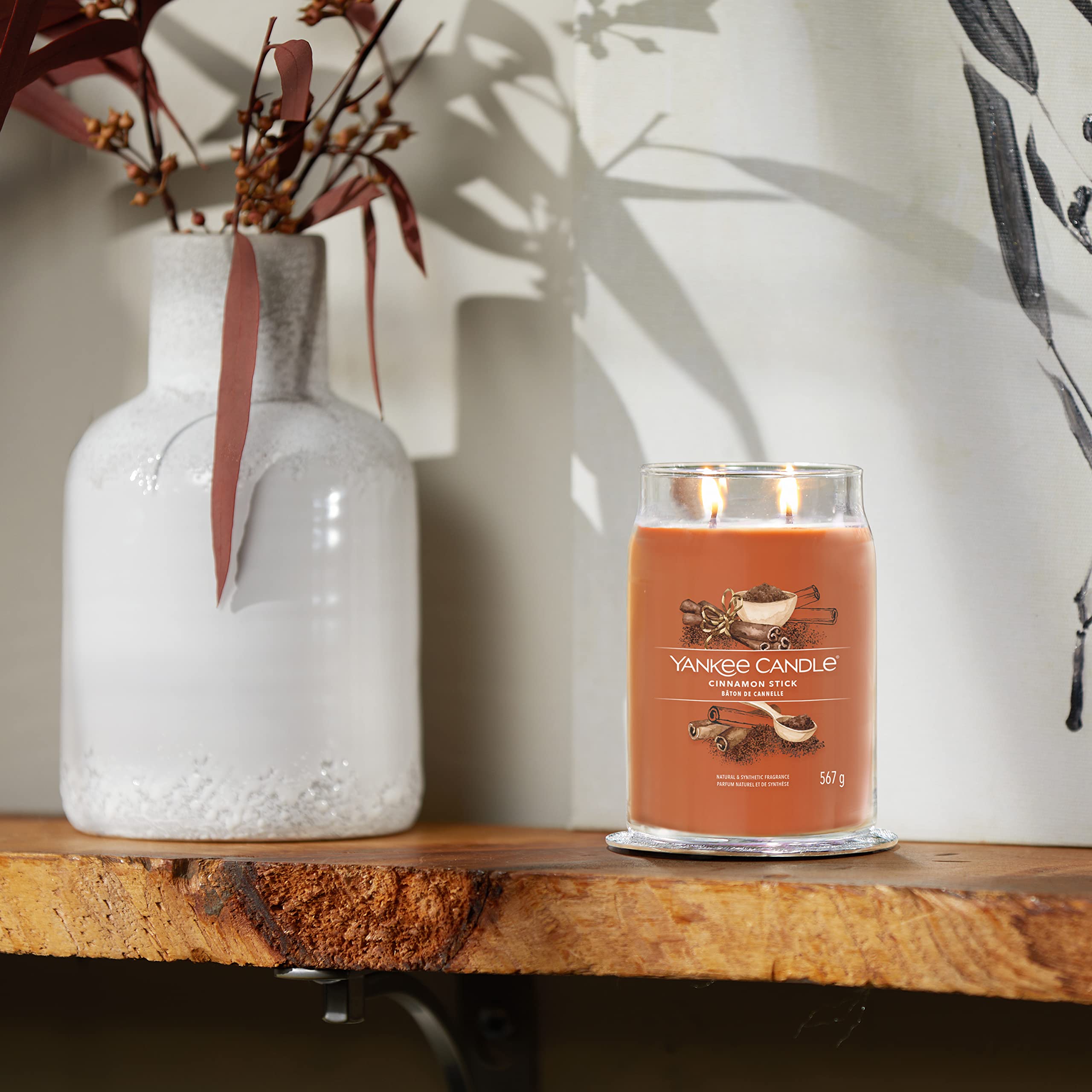 Yankee Candle Signature candela profumata | Bastoncino di Cannella in giara grande | Candele di miscela di cera di soia lunga durata | regalo perfetto per le donne
