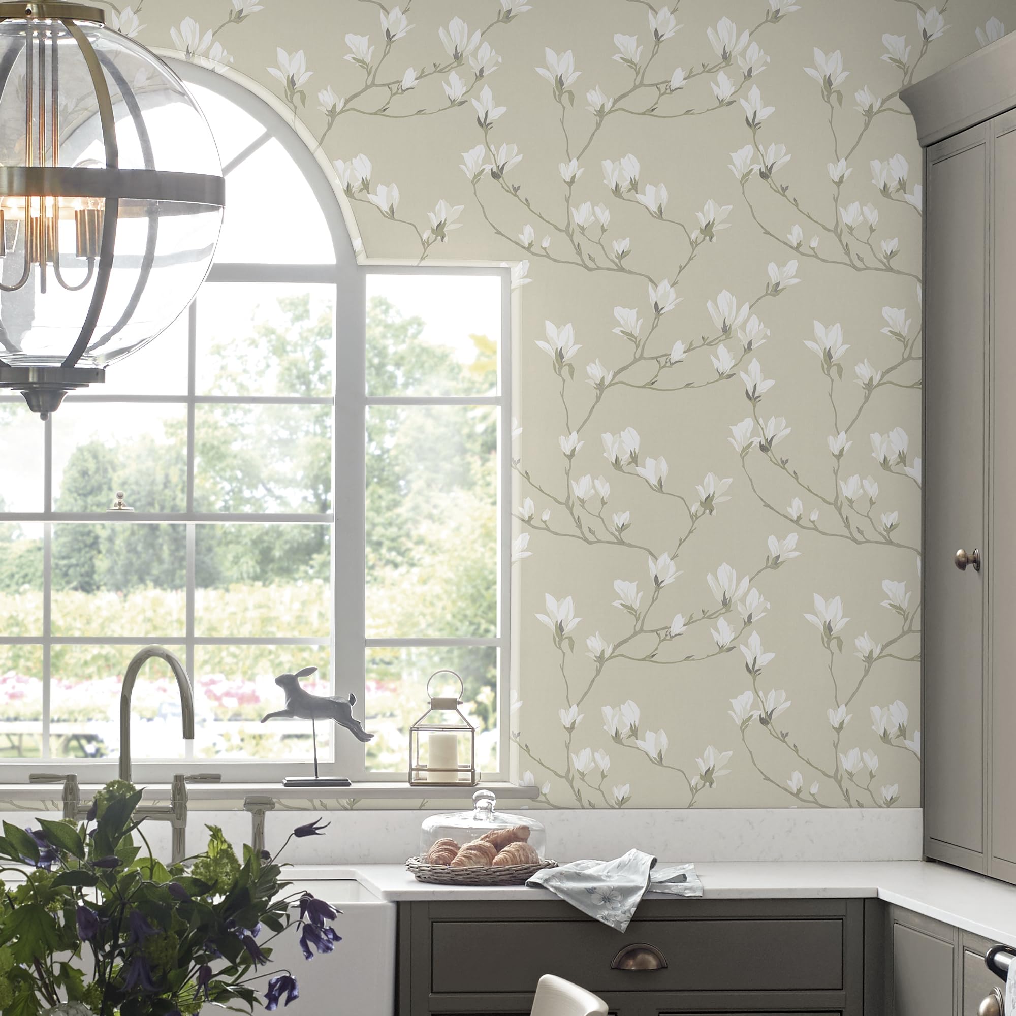 Laura Ashley Naturalna tapeta Magnolia Grove