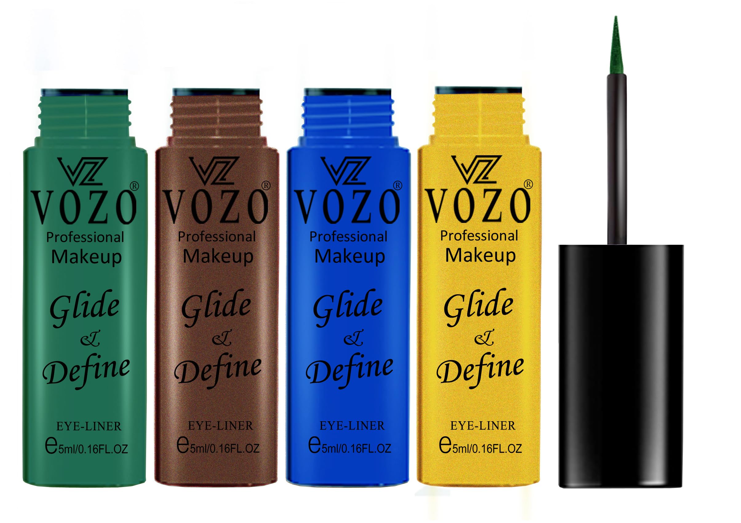 Eye Definer Infusion Essential Liquid Eyeliner Pack Of 4 (SET-53) Green, Copper, Blue, Gold-image-47