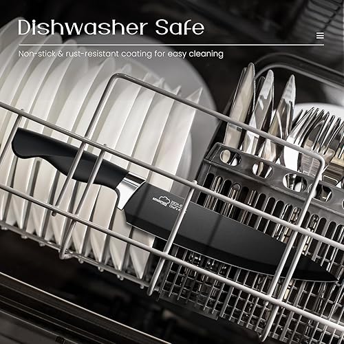 Miniatura 6 de Juego de Cuchillos, Amorston 21 Piezas Juego de Cuchillos de Cocina con Bloque y Afilador, Juego de Cuchillos Ultra Afilados con Mangos Ergonómicos,