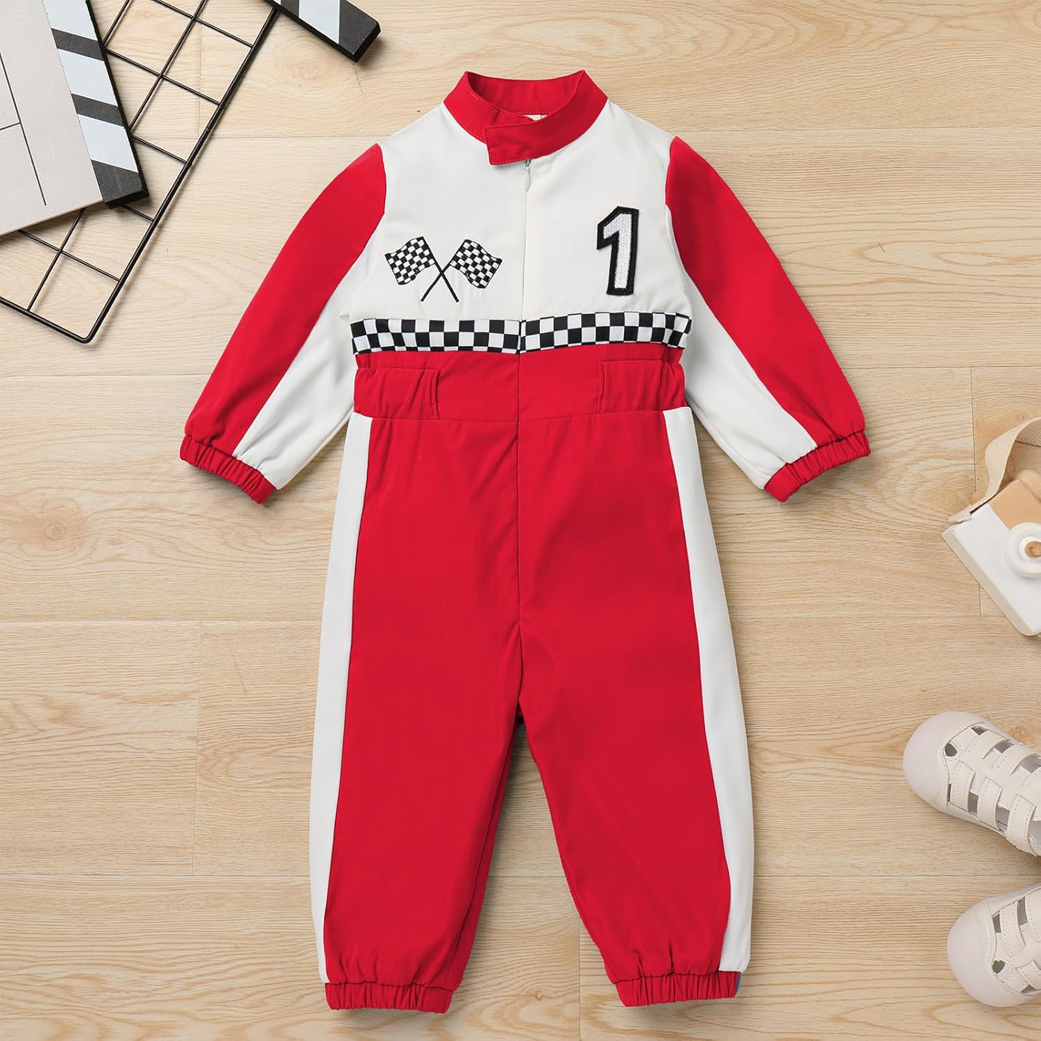 IWEMEK Baby Boy Race Car Driver Outfit 1st 2nd Birthday Cake Smash Party Toddler Girls Racer Romper Jumpsuit Kids Racing Suit