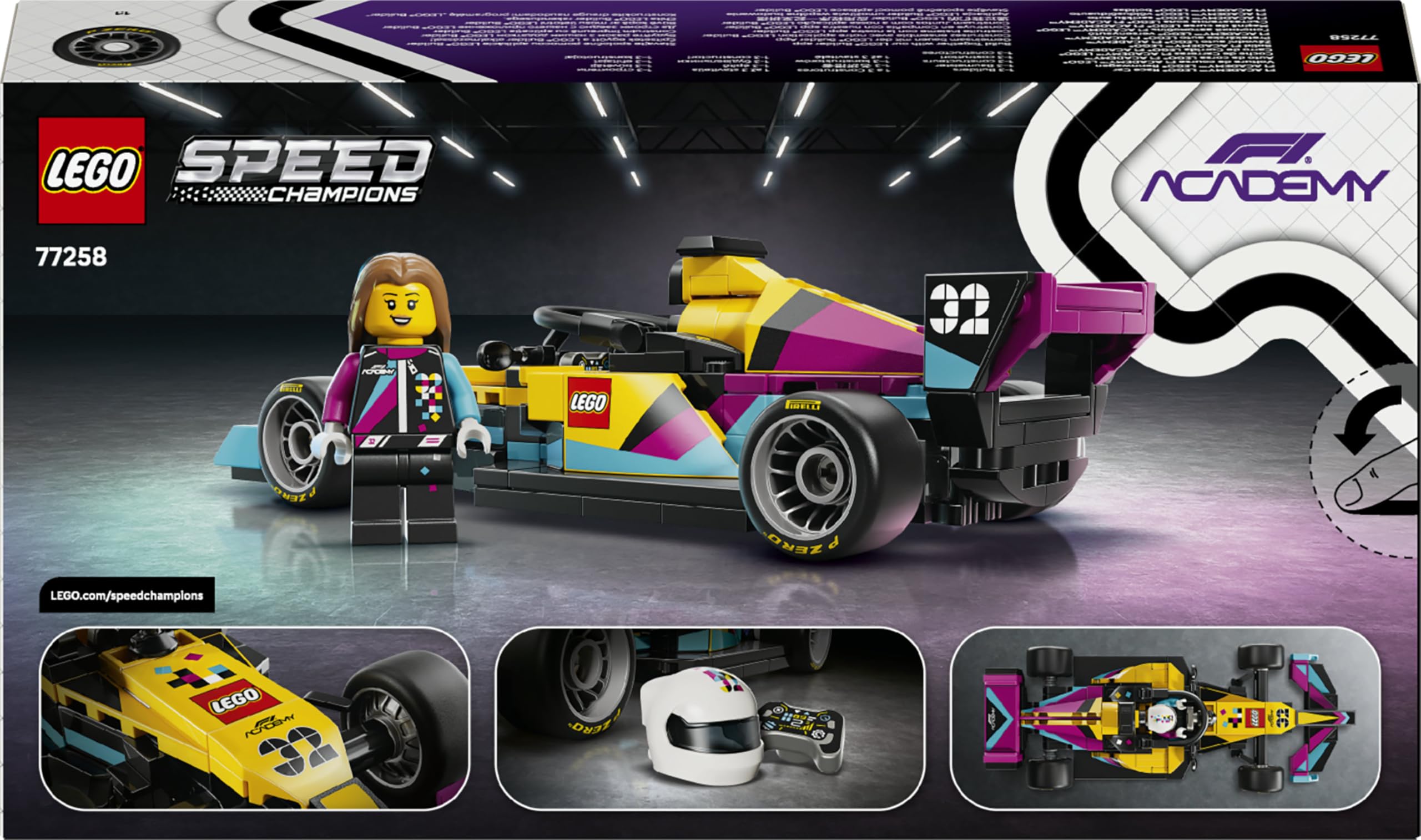 LEGO Speed Champions Auto da Corsa F1 ACADEMY Giocattolo - Kit Modellismo con Minifigure di Pilota Donna di Formula 1 - Regalo di Compleanno per Bambine e Bambini da 10 Anni e Fan Adulti - 77258