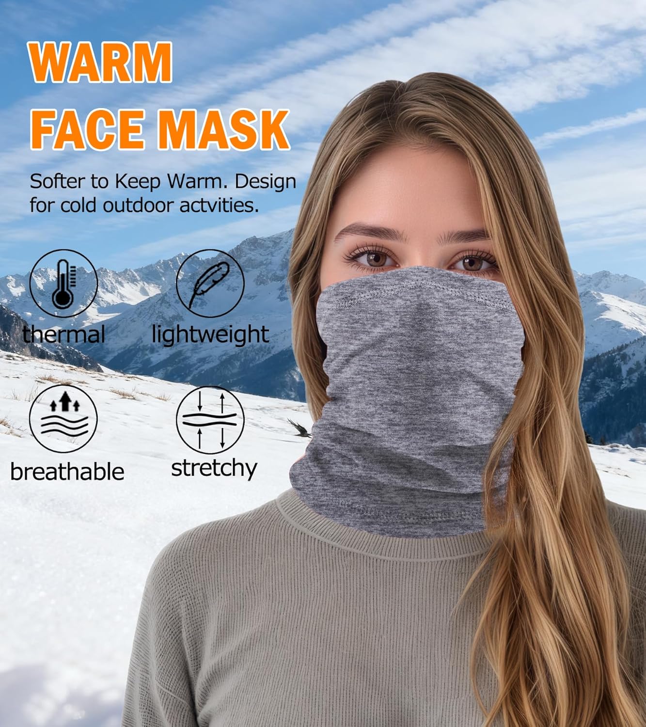 Winter Neck Gaiter Warmer, Windproof Fleece Face Mask Cover, Cold Weather Ski Scarf for Men and Women - Image 3