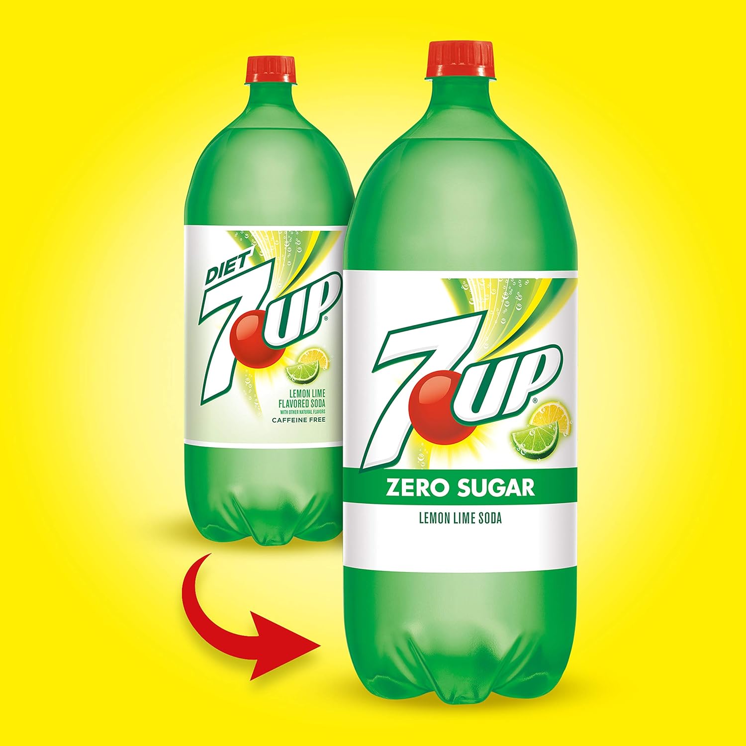 Diet 7UP Lemon Lime Soda, Naturally Flavored, Zero Calories and Caffeine  Free, 2 Liter Bottle