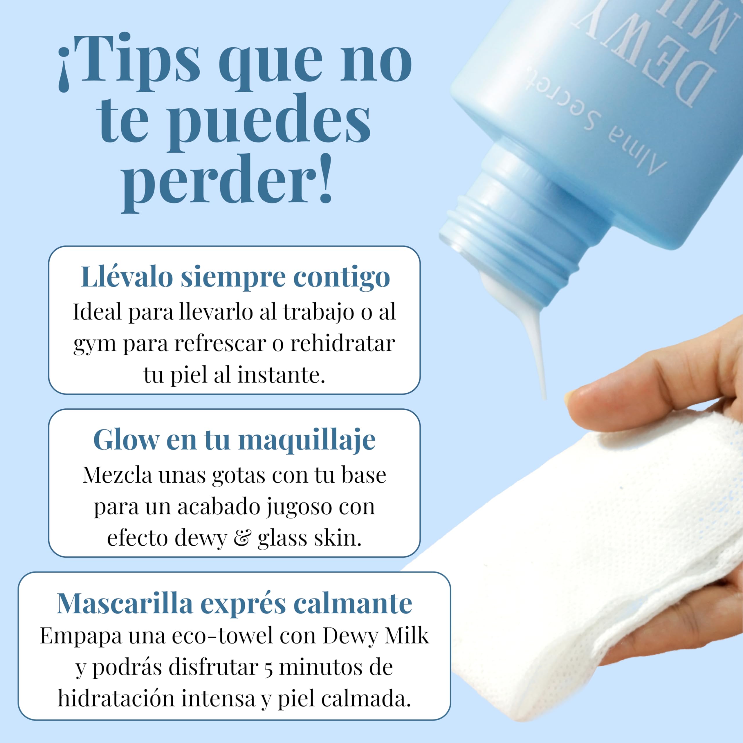 ALMA SECRET | Dewy Milk Essence Toner - Tónico esencia hidratante oil free de textura lechosa con Exosomas, Péptidos, Arroz y Ceramidas - Piel jugosa, calmada y con efecto glass skin - 125 ml