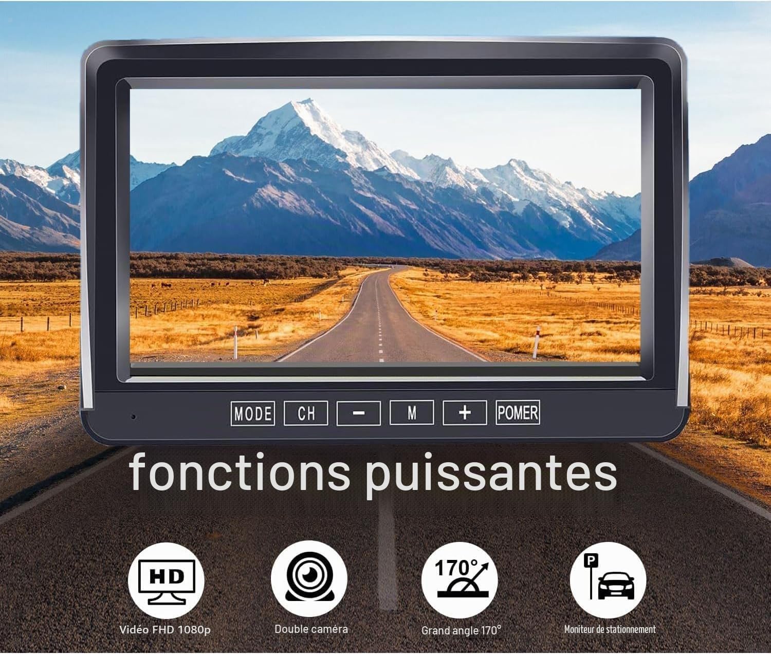 Caméra de Recul Filaire 1080P avec Écran HD 7 Pouces Vision Nocturne Couleur Starlight 12V-24V Caméra Compacte Facile à Installer pour SUV Voiture Camping-Car Camion Van IP69 Étanche Câble 15m