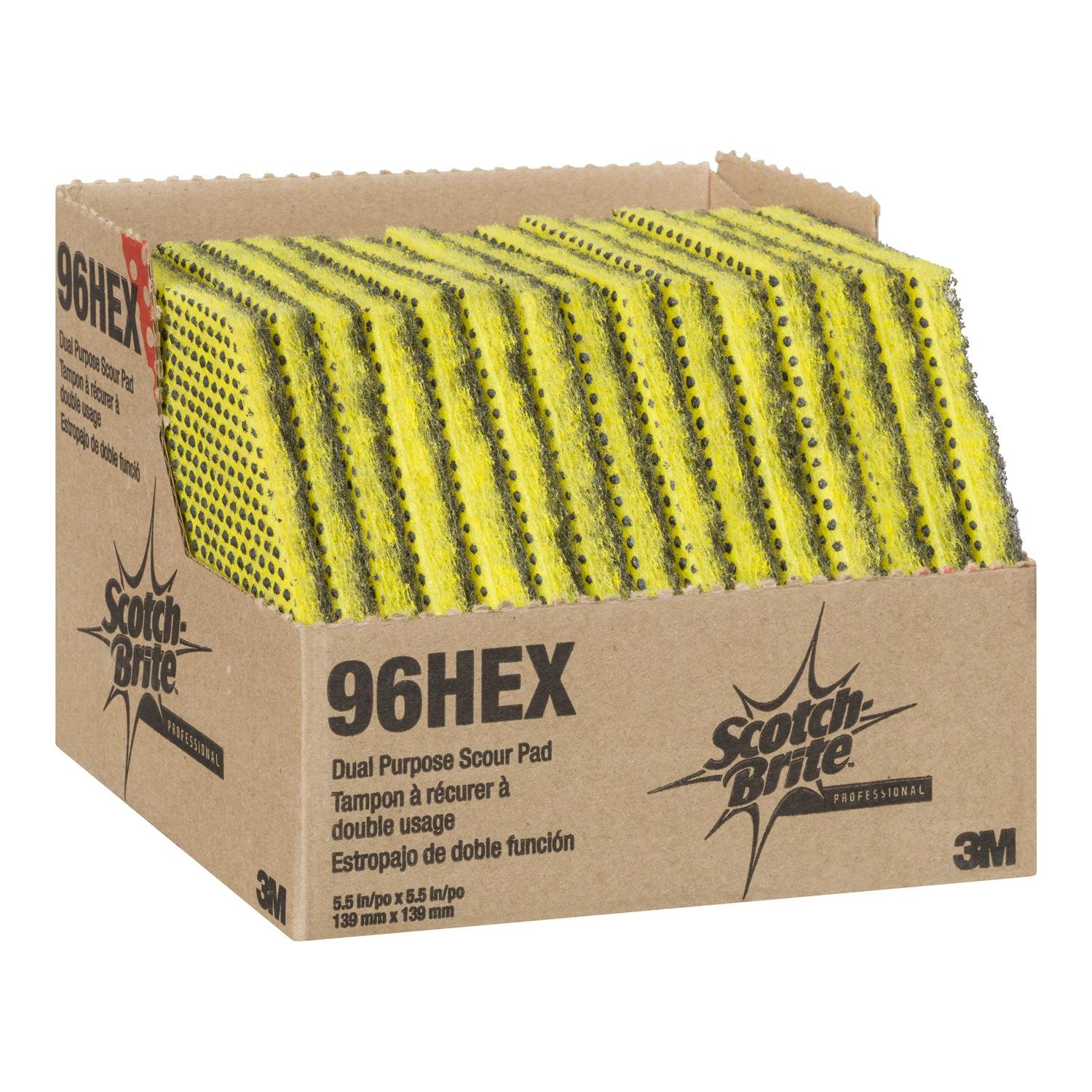 Fibra abrasiva a doppia funzione Scotch-Brite 96HEX, verde/giallo, 147x127 mm, 15/confezione