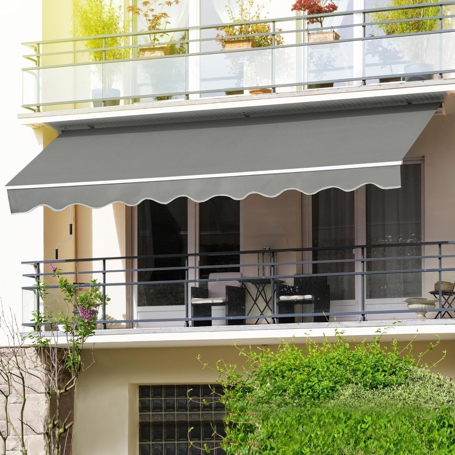 Retractable Awning Shade Fabric Replacements, Waterproof Sun Shade Top Cover for Deck Restaurant Shops Awning 280g Polyester (Color : A, Size : 22.9x6.5ft)