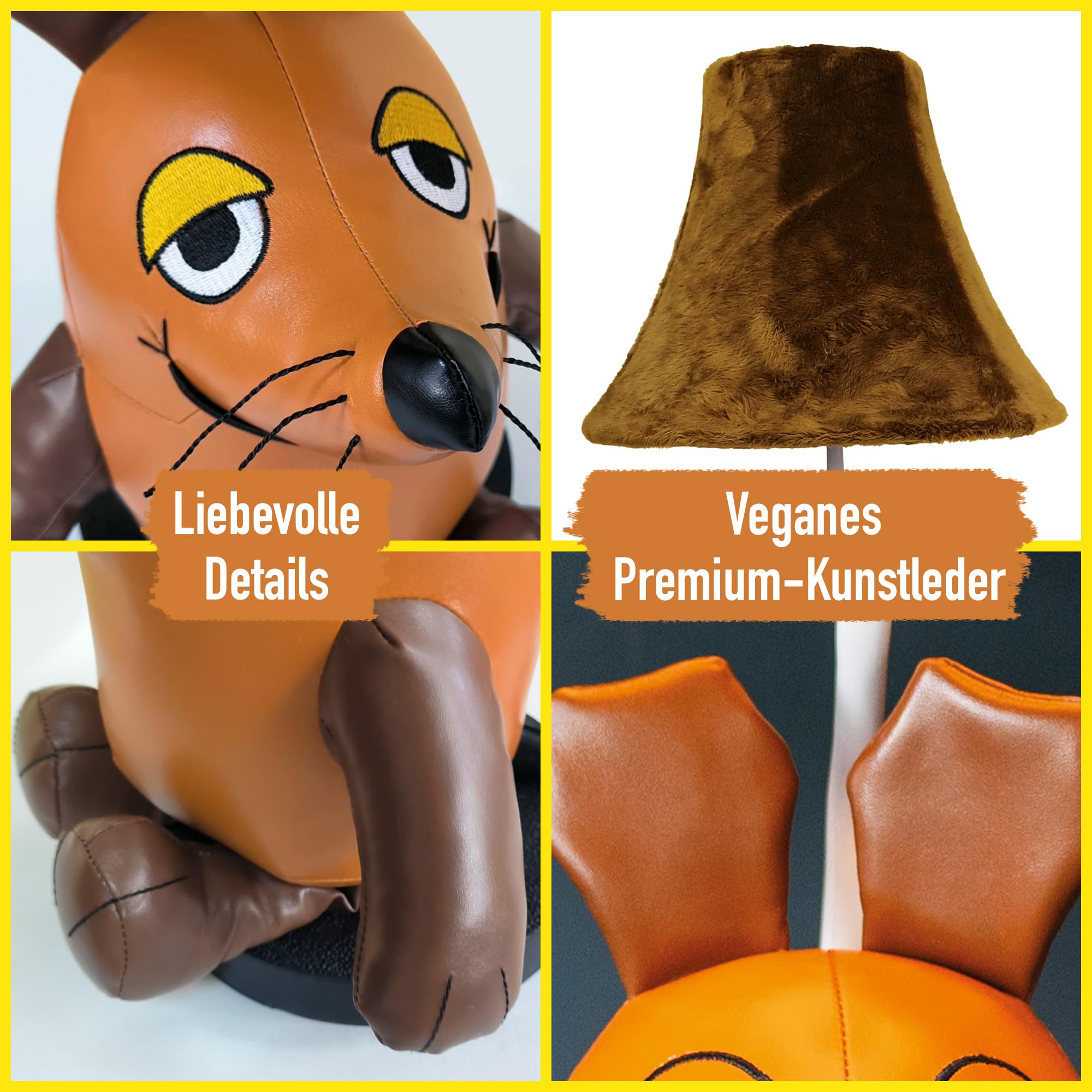 Maus LED-Tischleuchte 57 cm Leder Kinderzimmer Geschenk Handarbeit Lampe