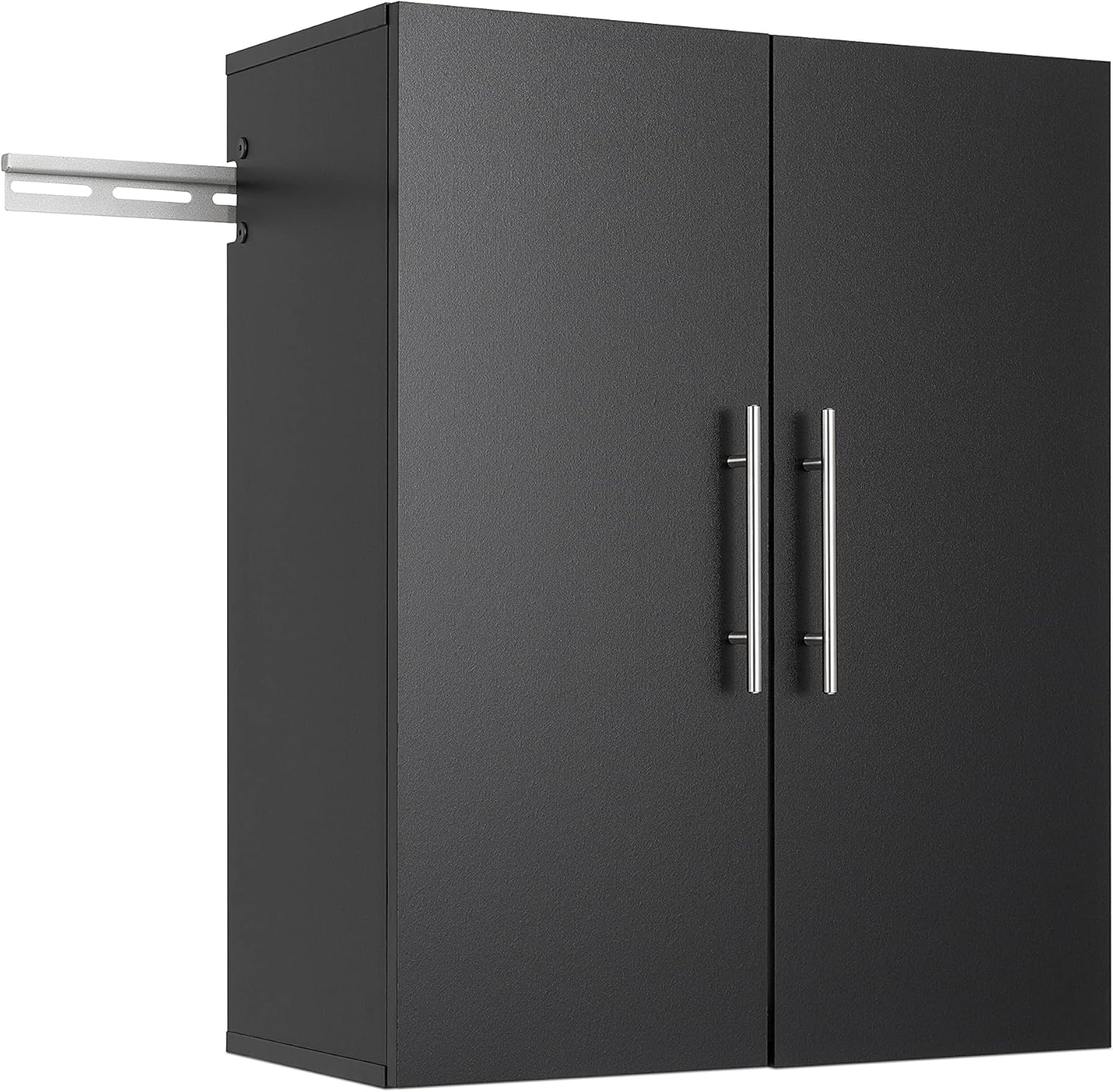 Prepac HangUps 24” Wall Mount Storage Cabinet, Ideal Bathroom, Laundry, Kitchen, Office, Garage Cabinet for Organization and Extra Storage, Attaches to Wall Mounted Rail, 24”W x 30”H, 12”D, Black