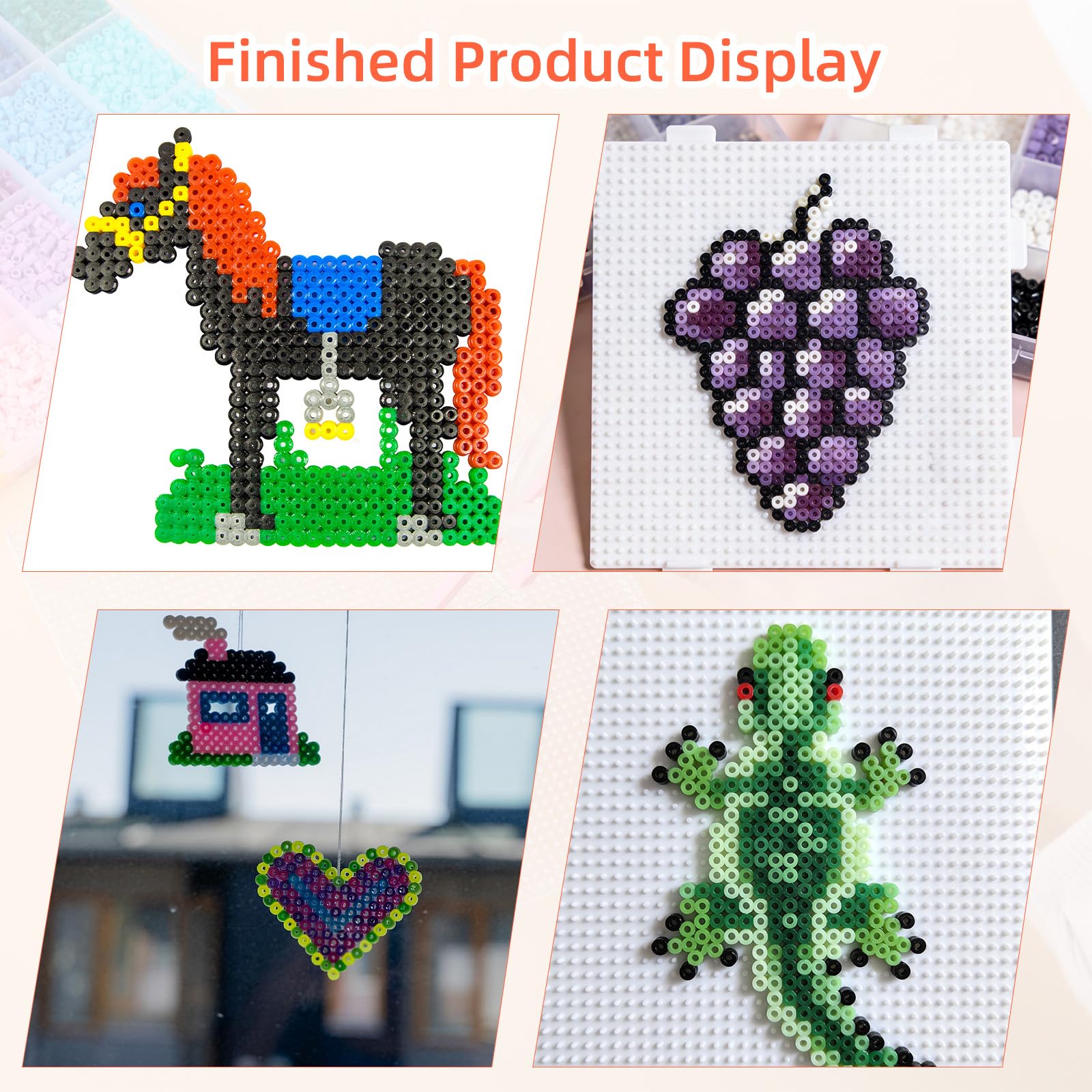Fai Da Te Perline a Fusione Set, 48 Colori 30.000 2,6mm Perline Fusibili con Diversi Strumenti Lavori Creativi Fai Da Te Forniture per Realizzare Portachiavi Frigo Calamite e Pixel Art