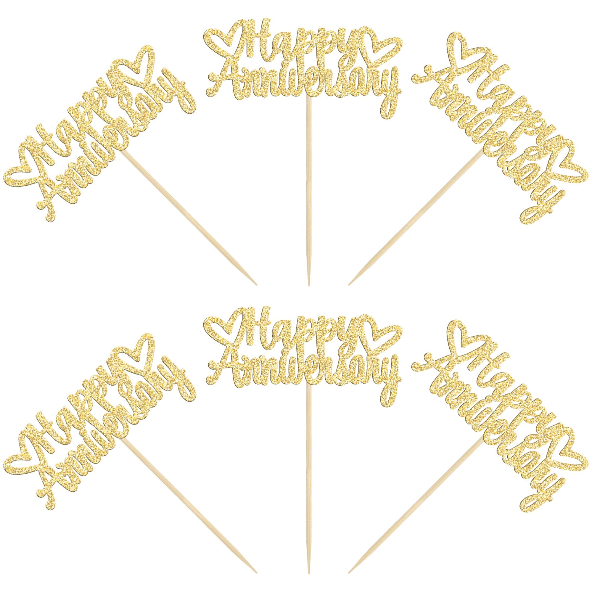 Gyufise 24 Pack Gold Glitter Cupcake Toppers for Cake Decoration & Party Supplies - Image 3