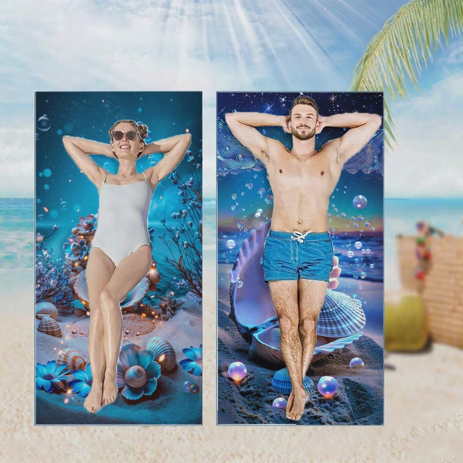 Ręcznik plażowy, ręczniki plażowe z mikrofibry, szybkoschnące lekkie ręczniki podróżne bez piasku, duży ręcznik kąpielowy dla dorosłych 100 x 220 cm, do pływania na basen, jogę, siłownię, kemping