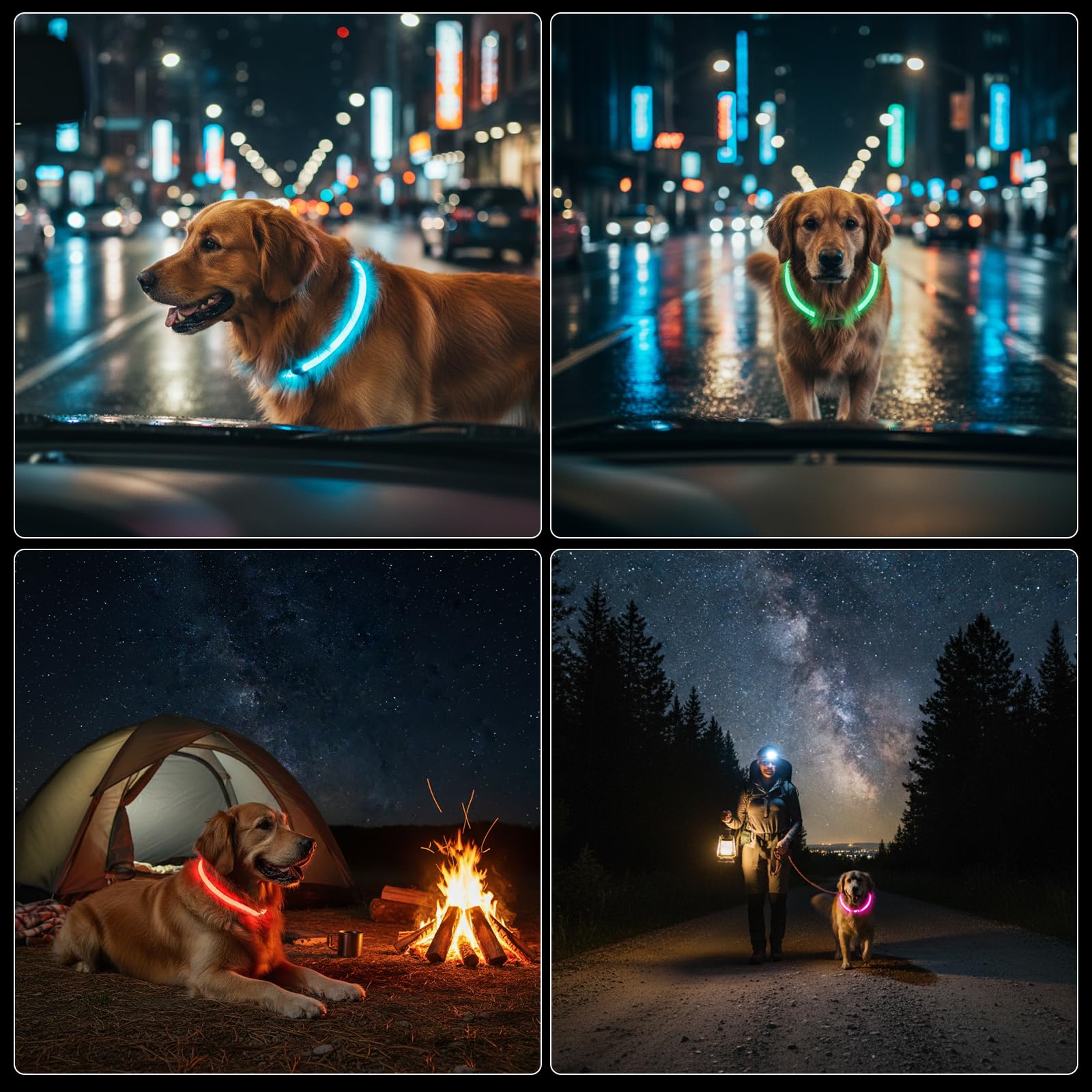 Wiederaufladbares, reflektierendes LED-Hundehalsband, leuchtend, blinkend, leuchtend, beleuchtetes Halsband für nächtliche Spaziergänge, Neon-Haustierhalsband mit Licht für kleine, mittelgroße und