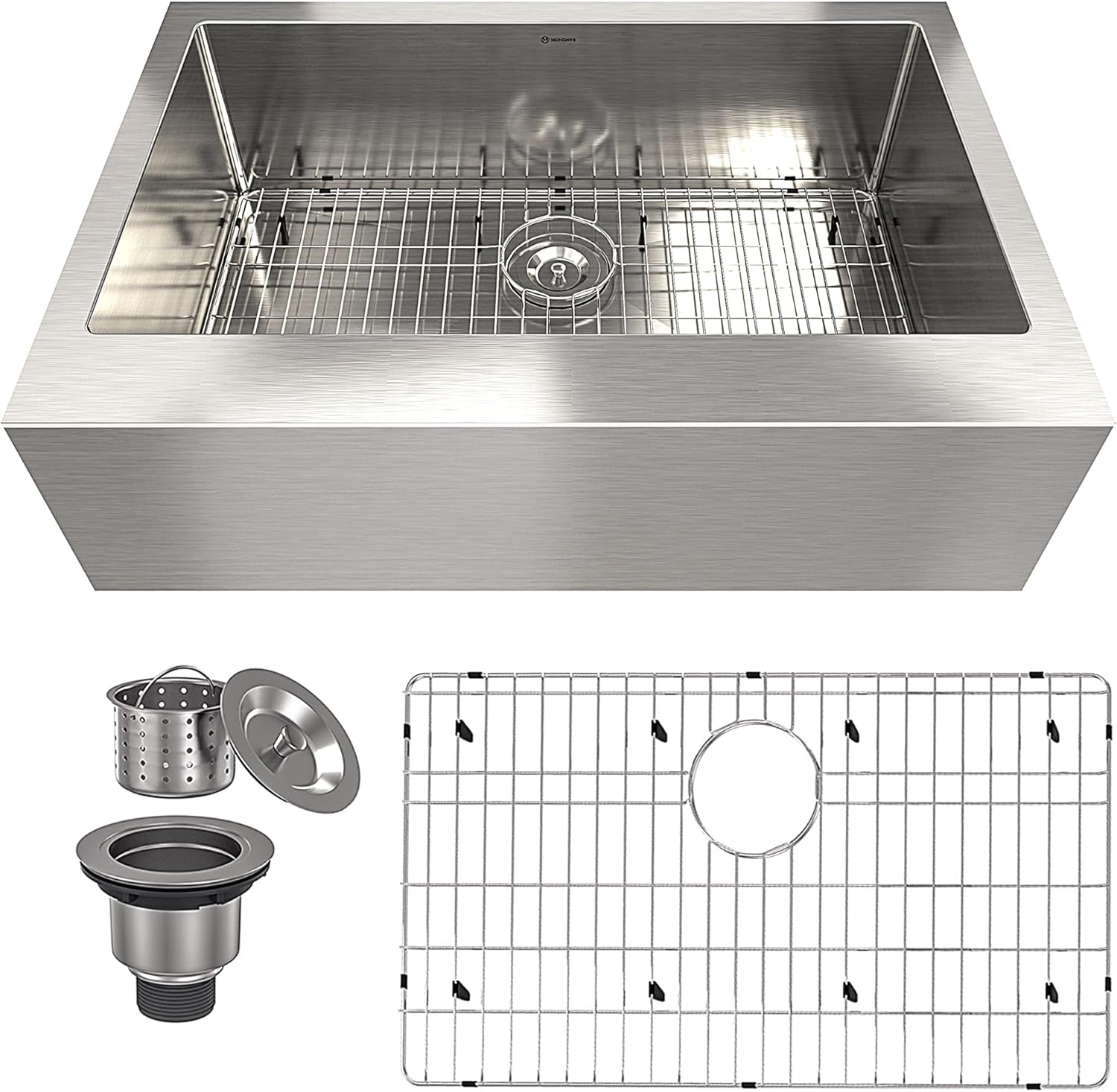 MONDAWE 33 inch Farmhouse Kitchen Sinks 33x22, Single Bowl Brushed ...