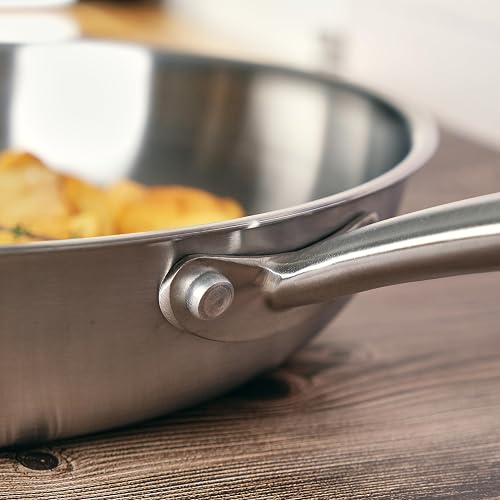 KAMBERG - Poêle Ø24 cm en Acier Inoxydable 18/10 Triply - Sans PFAS - Tous feux dont induction et four - 0008271, Gris - 5