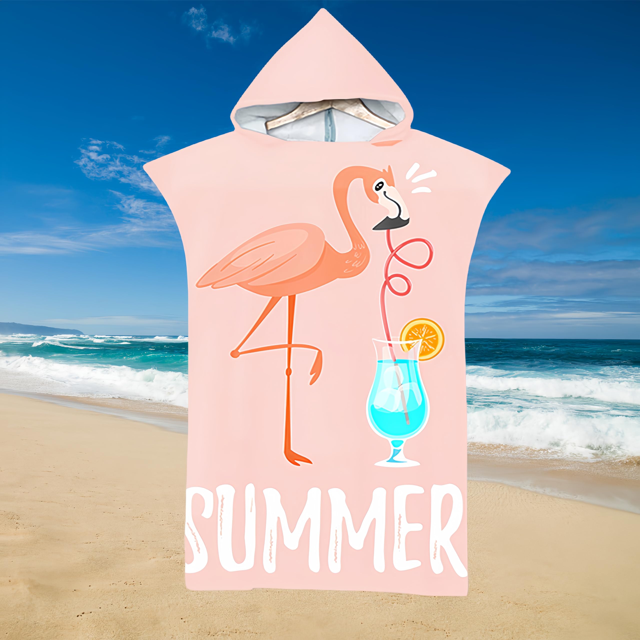 Poncho De Surf & Plage Microfibre FANSU - Serviette Capuche Changement Rapide 75x110 Cm - Unisexe