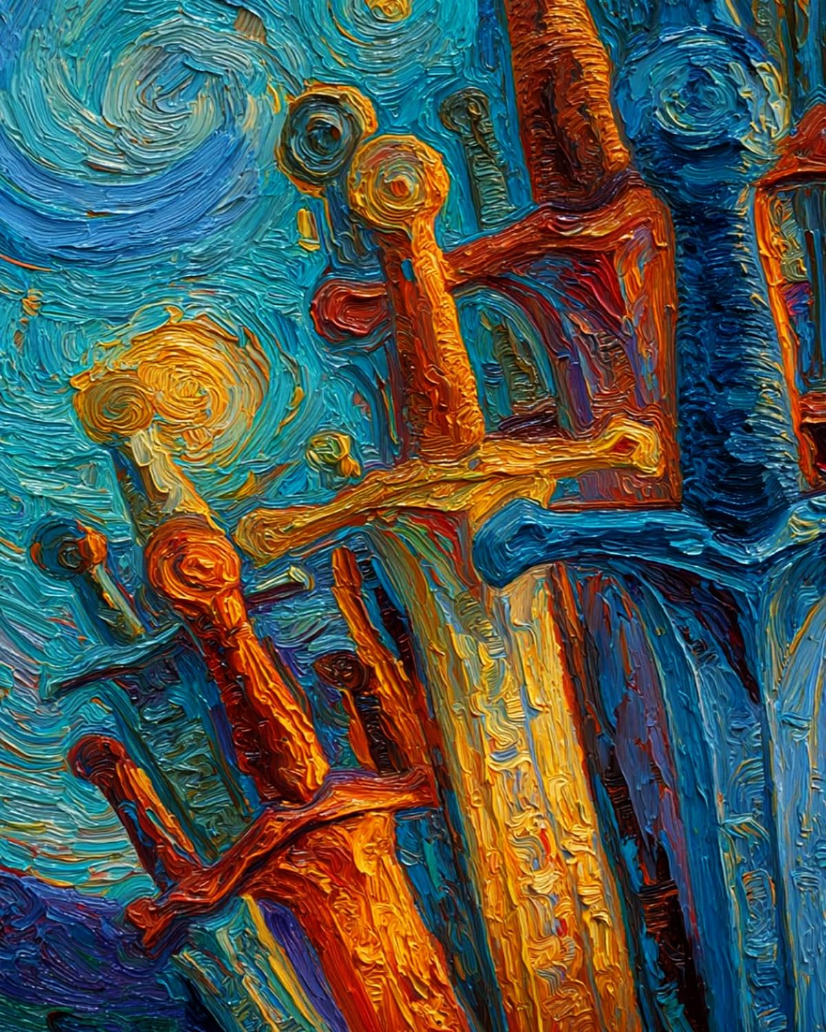 Liubaishi Multicolour Paint By Numbers For Adults, 16X20 Inch, Starry Night Sword Tomb, Acrylic On Canvas