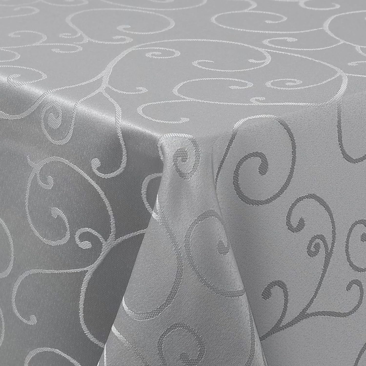 Homaxy Tischdecke Abwaschbar Rechteckig 100x140cm Polyester Tischtuch Tafeldecke Jacquard Tischwäsche Ornamente Schmutzabweisend Pflegeleicht, Weiß