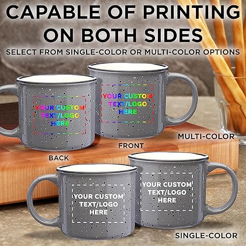 Miniatura 6 de DISCOUNT PROMOS Juego de 10 tazas de café personalizadas de cerámica para fogata, 13 onzas, paquete personalizado a granel, perfectas para té,