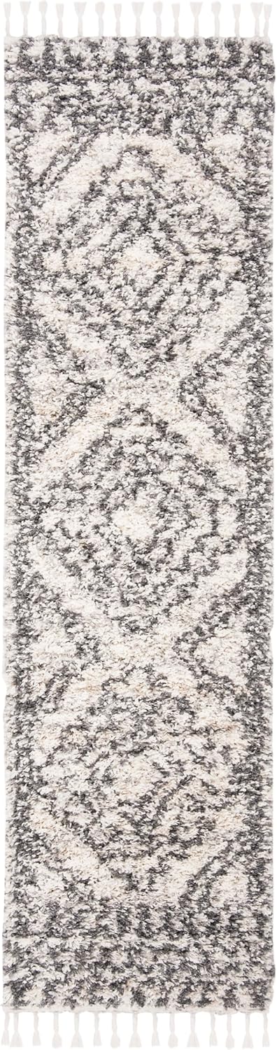 SAFAVIEH Montreal Shag Collection 4' x 6' Navy/Ivory SGML937N Trellis Non-Shedding Living Room Bedroom Dining Room Entryway Plush 2-inch Thick Area Rug