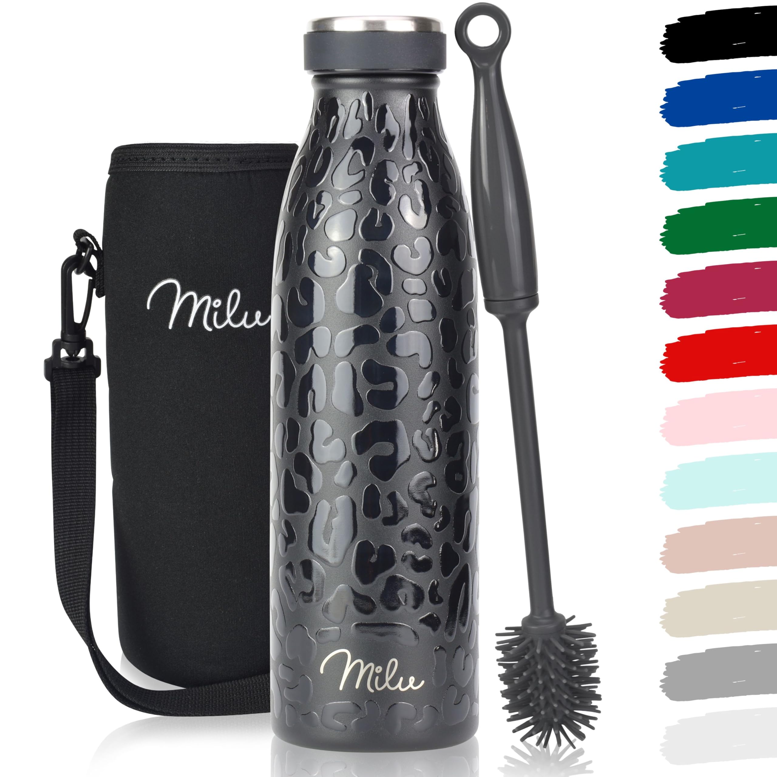 Milu Stainless Steel Drinking Bottle 350 ml - Insulated Thermo Flask for Water - Leak Proof, Insulated and Double Walled, Carbonated (Grey, 350 ml) — view 99