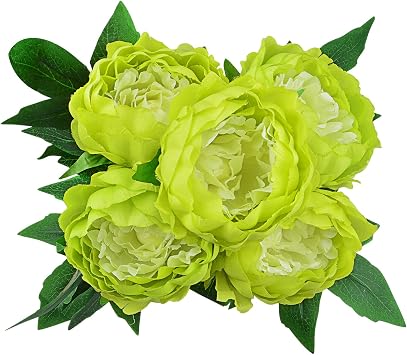 Artificial Peony Silk Flowers Bouquet Home Wedding Decoration Green