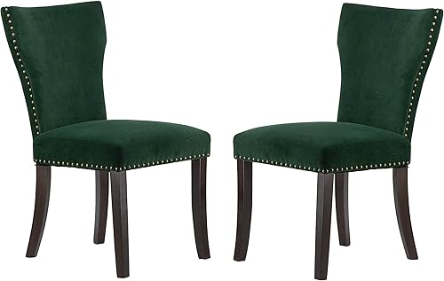 A&B Home Furniture - Silla de comedor, elegante y moderna silla de terciopelo con soporte trasero, ribete de cabeza de clavos para comedor, cocina,