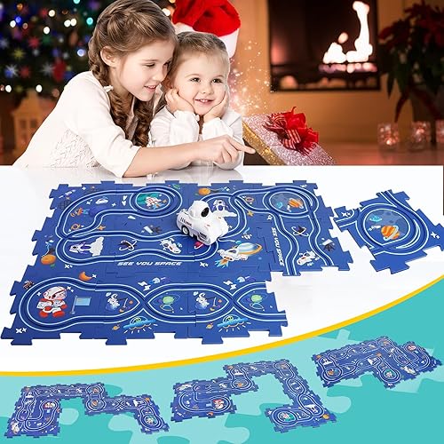 Miniatura 5 de XVZKIZJ Puzzle Racer Kids Car Track Play Set de rompecabezas para niños pequeños, carrito eléctrico, juguetes educativos Montessori, regalo de