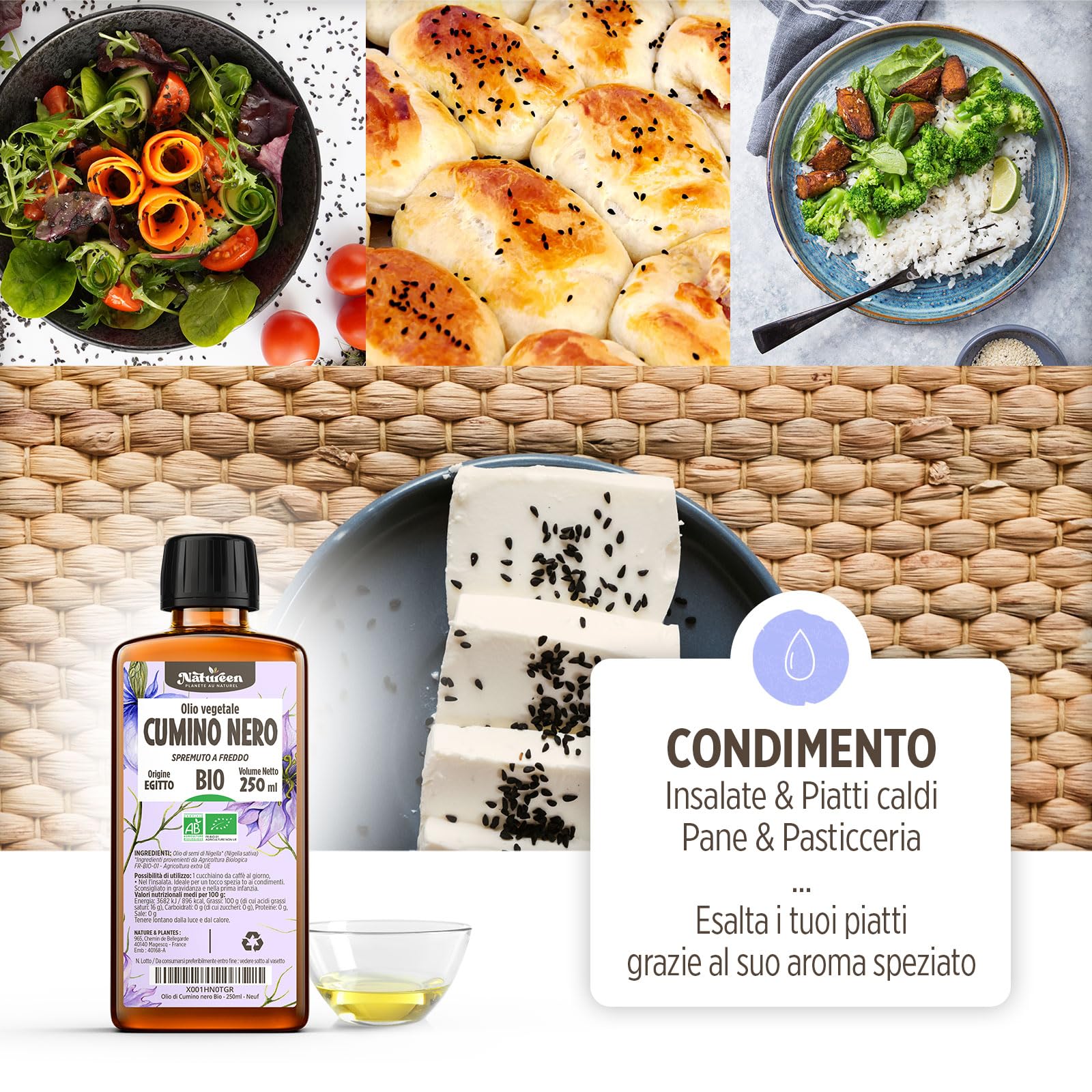 Olio di Cumino Nero Biologico 500 ml - 100% Pure, naturale e Pressato a freddo