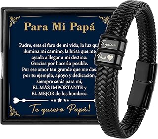 Rebundex presentes Originales para Hombre Pulsera Cuero Plata, San Valentin Dia Del