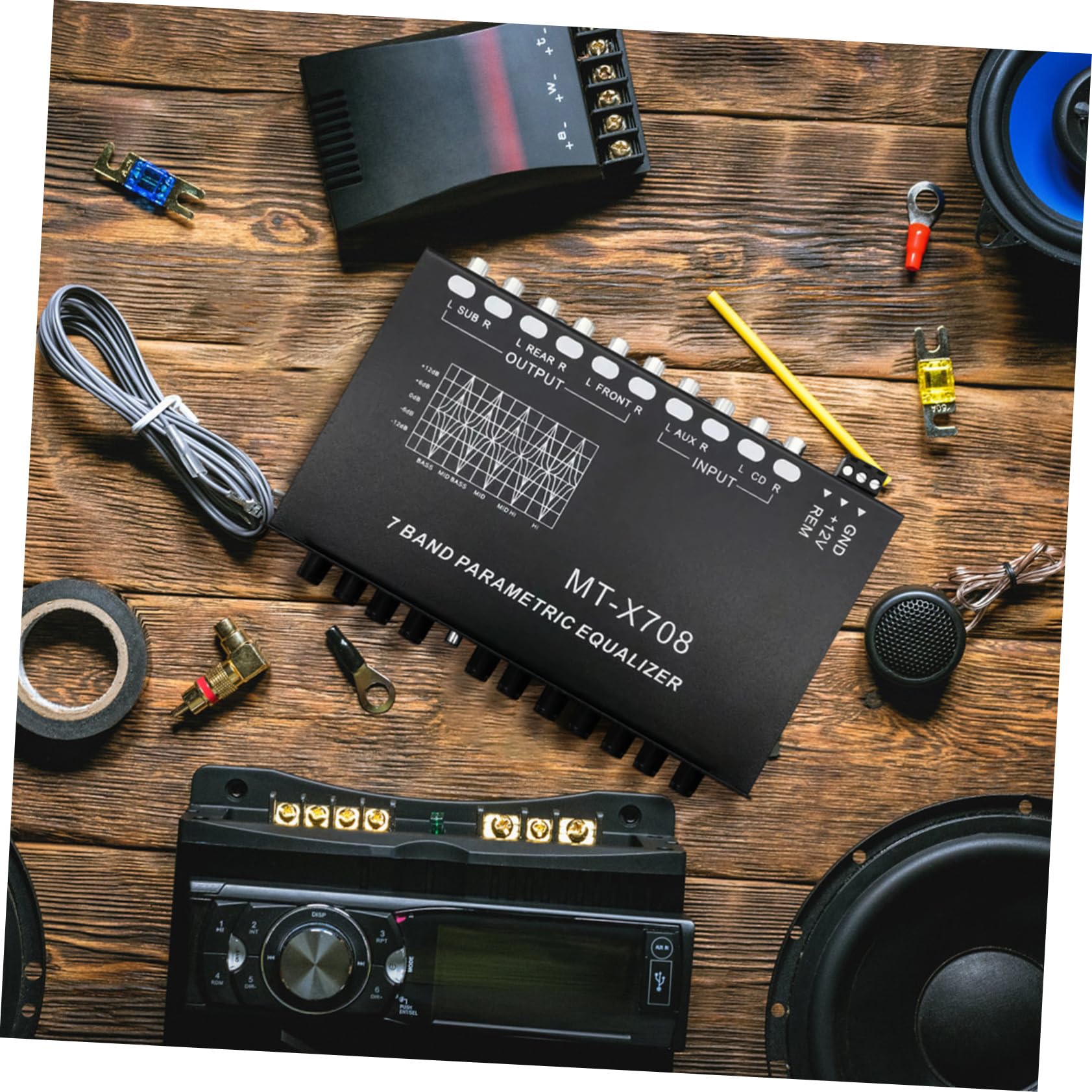 Ecualizador Digital Bandas Coche Ecualizador Audio Automóvil Amplificador Ajustable Para Coche