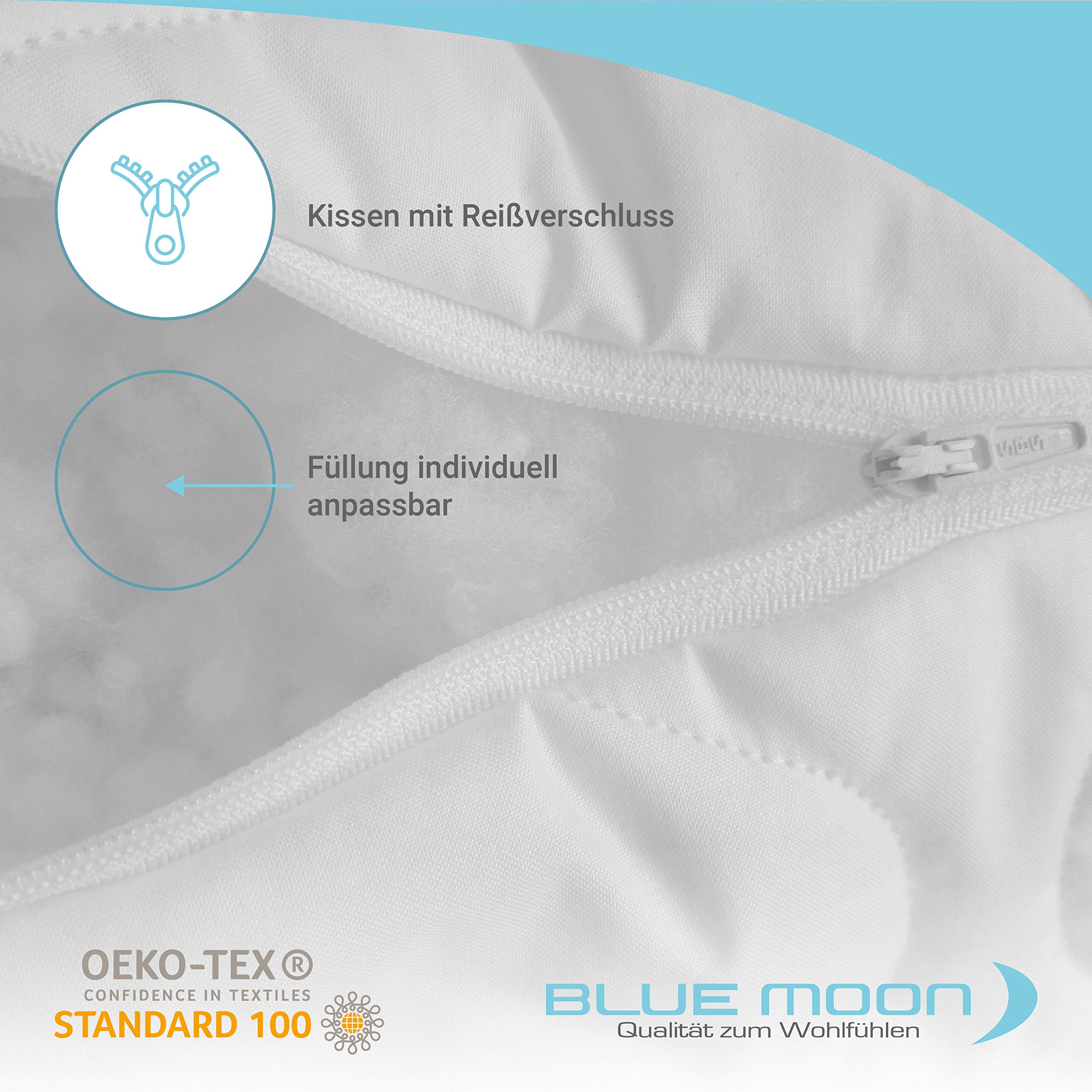 BLUE MOON Bettwaren-Set - Bettdecke 140x200 - Kopfkissen 70x90 - Hochwertiges Mikrofaser Bettdeckenset - allergiker-freundlich - Made in EU – (Set Kissen + Bettkissen 70 x 90 + Steppbett 140 x 200 cm)
