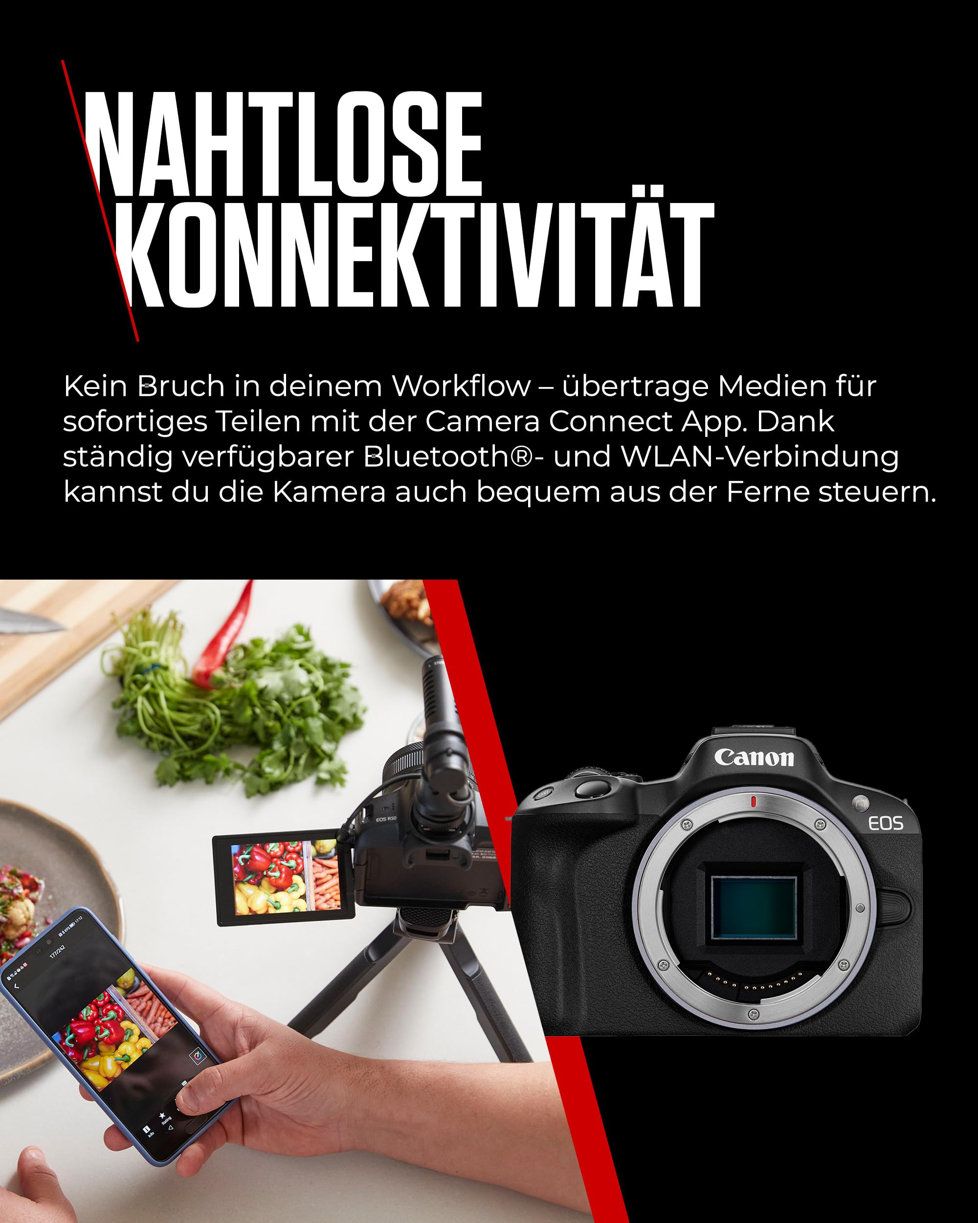 Canon EOS R50 Systemkamera + RF-S 18-45mm + RF 75-300mm Doppelzoom Kit, Spiegellose Digitalkamera mit Autofokus, 4K Video, Schwarz