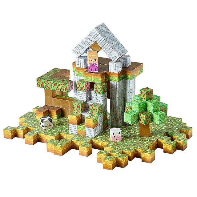 Foto 4 de 8 de VEVOR Bloques Magnéticos, Juego de 150 Piezas de Castillos Forestales Cubos de Construcción Magnéticos