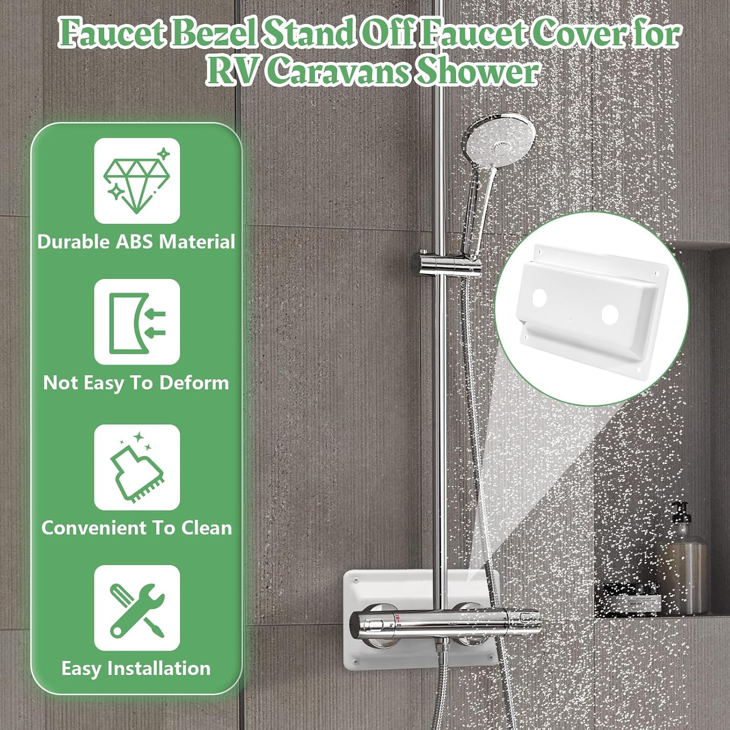 Faucet Bezel Stand Off Faucet Cover fits for RV Caravans Shower Plate Replacement Part (2 Pack)