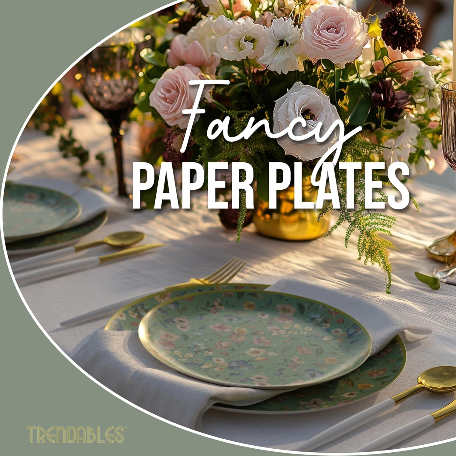 Trendables Heavy Duty Paper Plates Set For 32 Guests - 32 Each Of 8-inch And 10-inch Disposable Plates For Party - Fancy 64 Piece Dinnerware Set For All Occasions | Floral Design, Bouyant