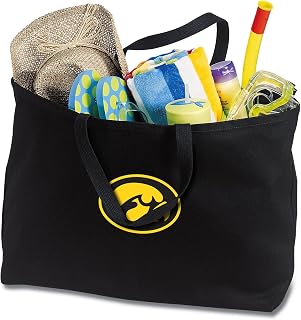 Jumbo University of Iowa Tote Bag – Large Canvas Hawkeyes Shopping or Grocery Bag