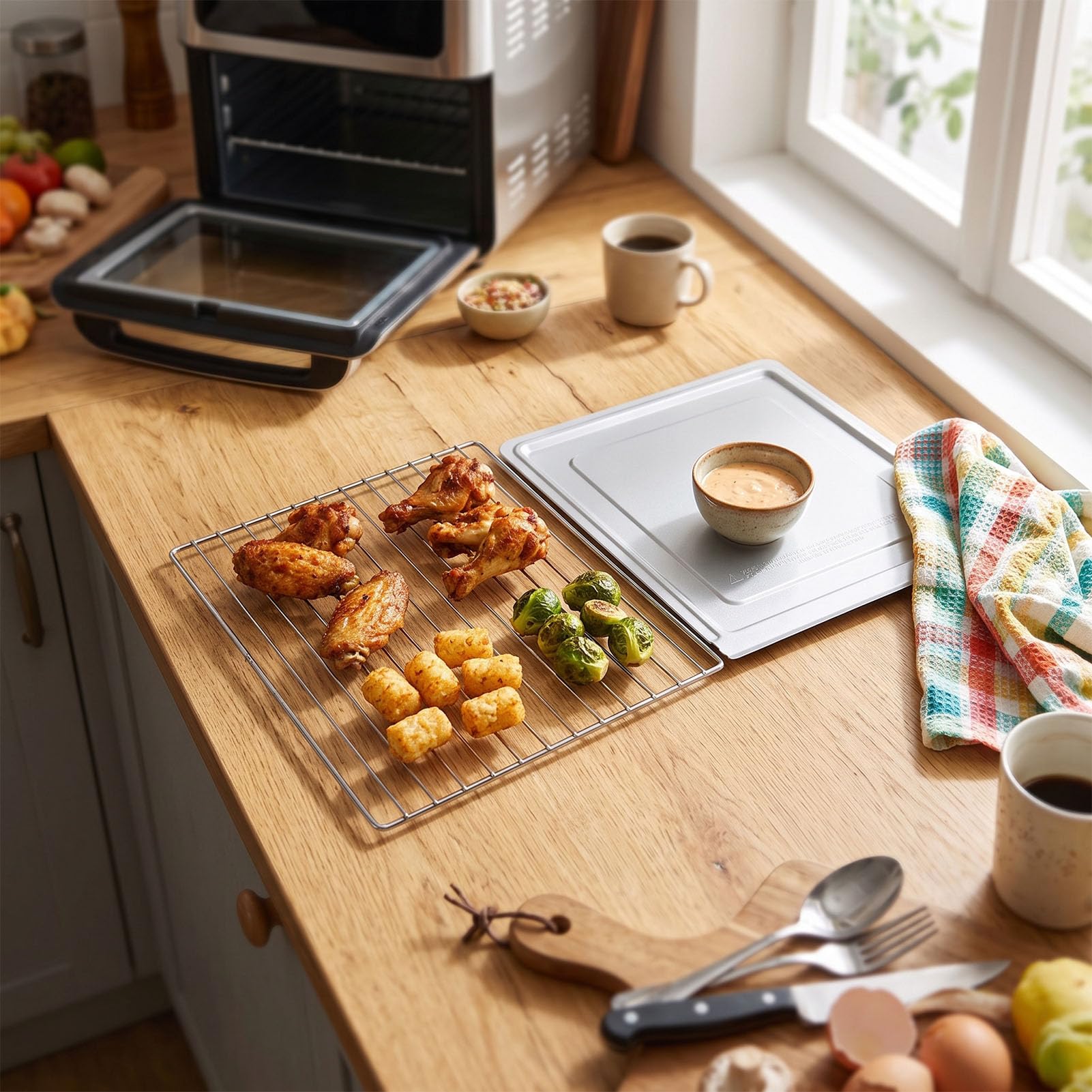 Cryfokt Plateau de Cuisson en Acier Inoxydable et Grille pour Four, avec