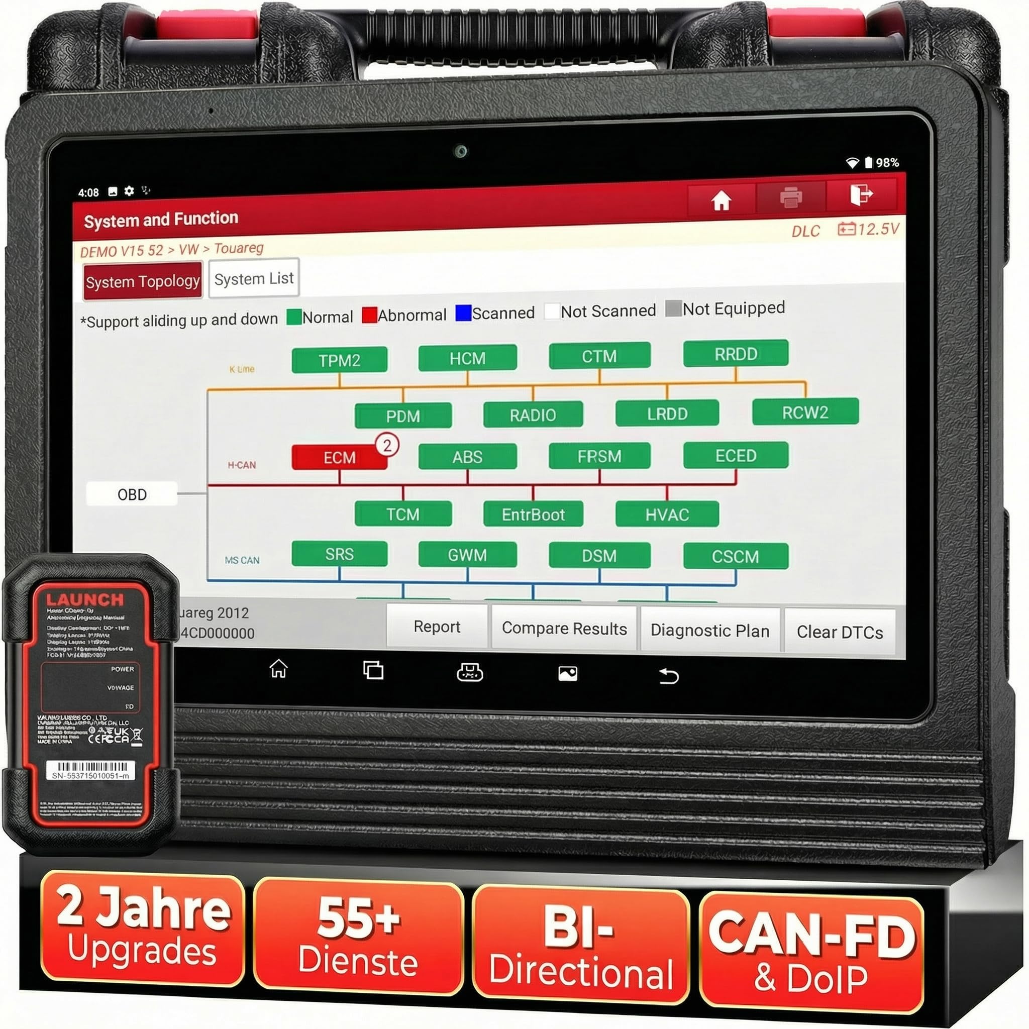 LAUNCH X431 V+ PRO 5.0, OBD2 Diagnosegerät Professionelles ECU Codierung, OE-Level Multibrand Diagnosetablett mit Diagnosegerät Auto mit 55+ Reset Service,2 Jahre Update Besser für Werkstätte