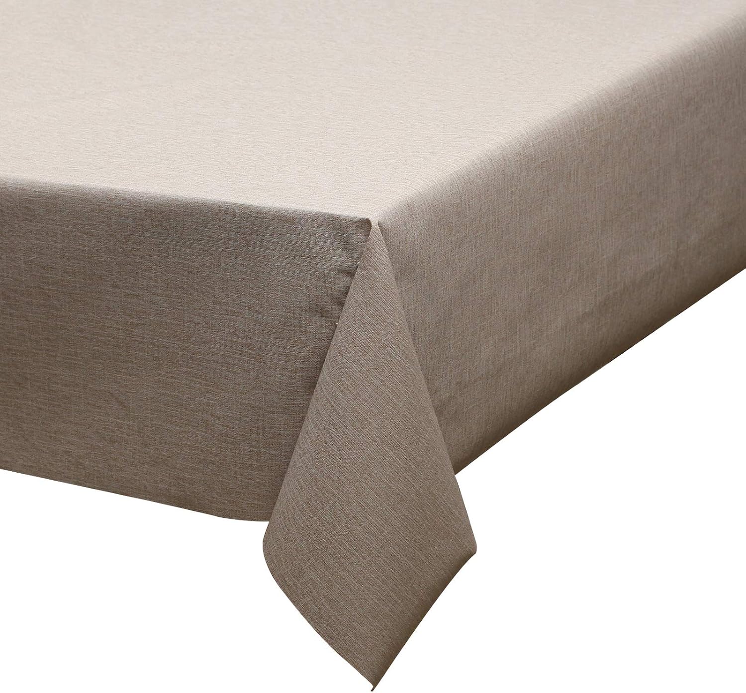 TreeLen Rectangle Vinyl Tablecloth 108 inch Wipeable Waterproof Spillproof Tablecloth for Dining Table Kitchen Outdoor Use Easy to Clean - Khaqi