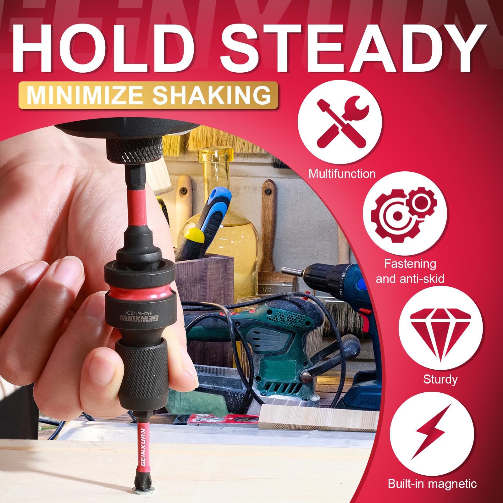3PCS Impact Screwdriver Bit Holders Include 1/2-inch, 3/8-inch and 1/4-inch Square Drive to 1/4-Inch Quick Release Hex Socket Adapter for Impact Wrench
